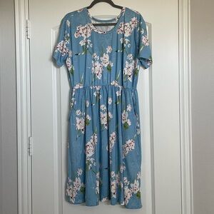 Floral Blue T-shirt Dress